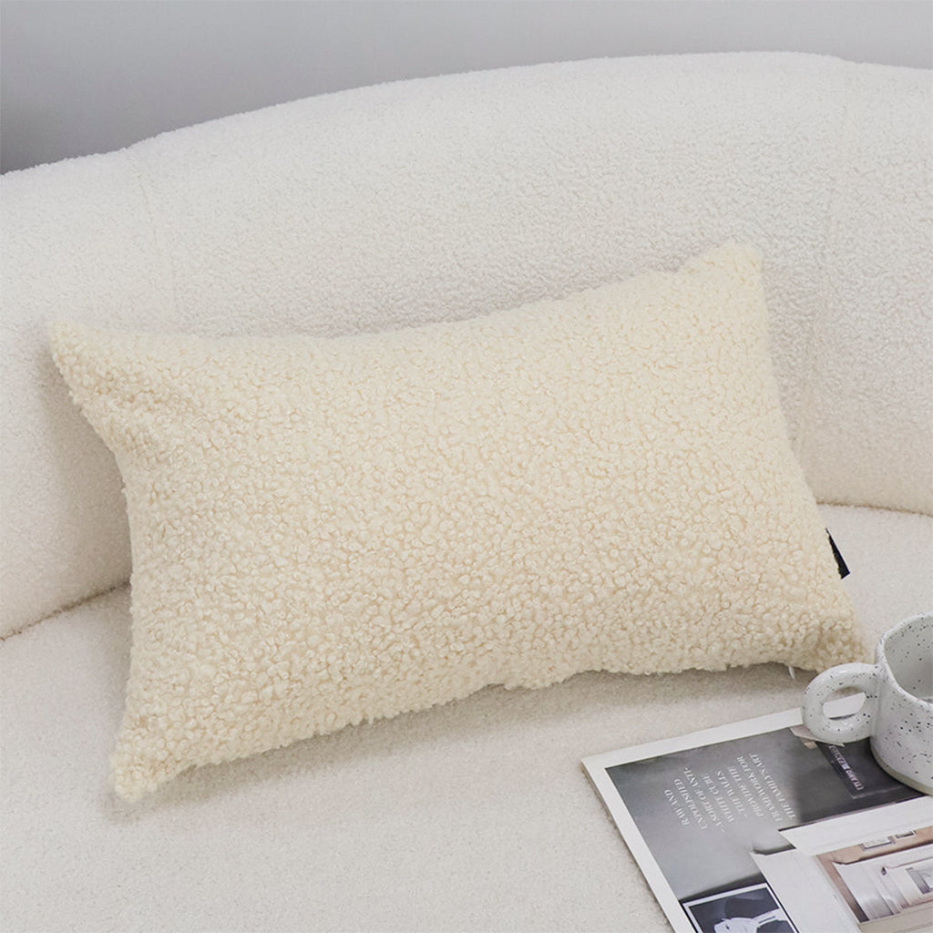 30cm Cream Boucle Textured Fluffy Decorative Throw Pillow