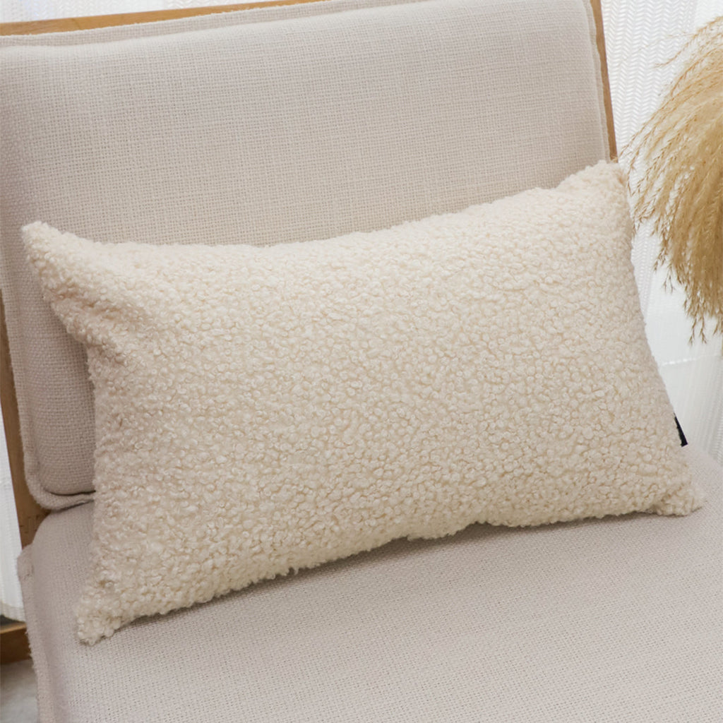 30cm Cream Boucle Textured Fluffy Decorative Throw Pillow