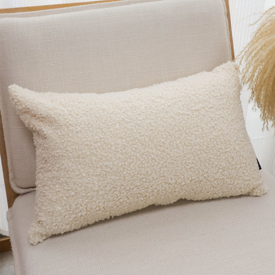 30cm Cream Boucle Textured Fluffy Decorative Throw Pillow