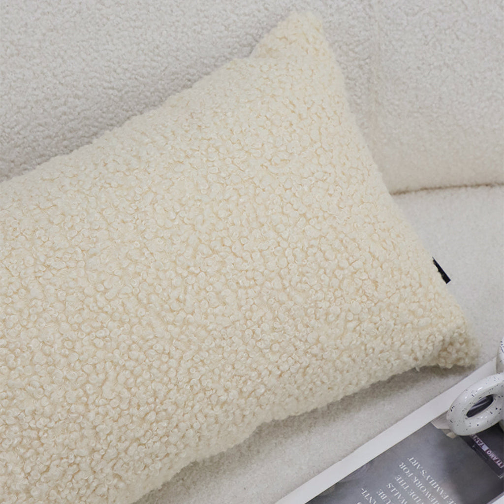 30cm Cream Boucle Textured Fluffy Decorative Throw Pillow