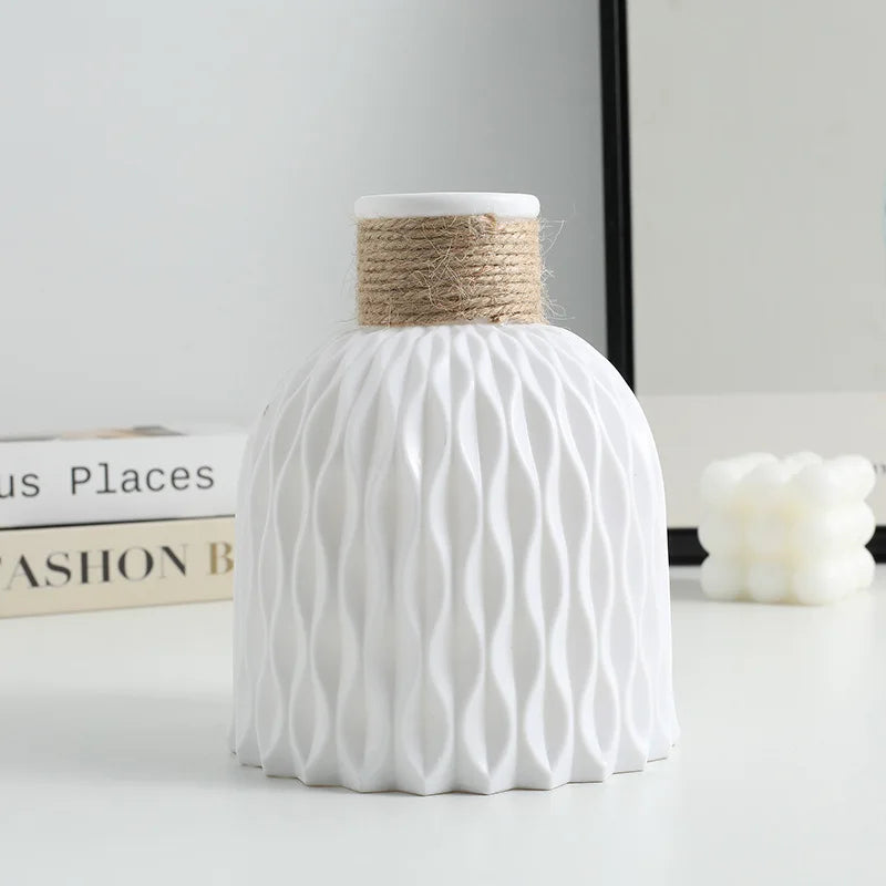 1PC Water Ripple Vase,Flower Pot Basket,Twine Plastic Vase,Small Fresh Flower Arrangement Vase,Scandinavian Home Decoration