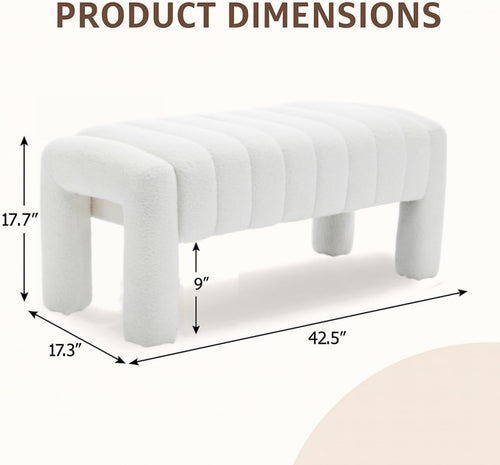 Boucle Ottoman Bench Footrest Entryway