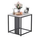 Minimalism Marble Stone Side Table White Top Black Frame