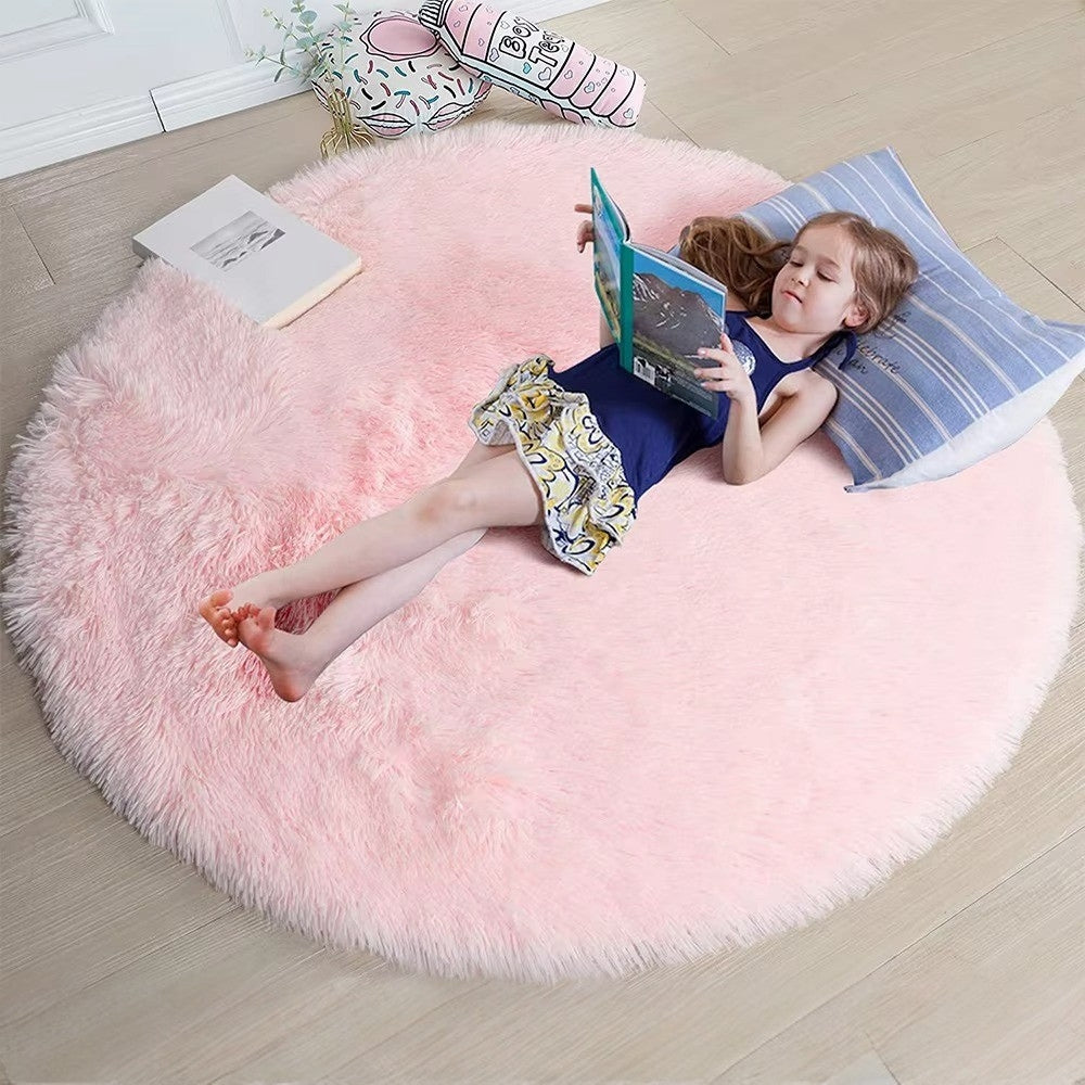Ultra Soft Fluffy Round Shaggy Rug Carpet for Kids Bedroom