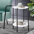 Round coffee table styled living room