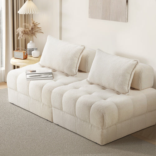 2 Seater Boucle Modular Armless Sofa Lounge Chair White