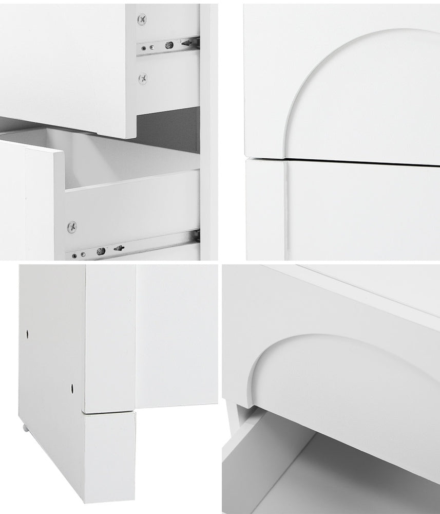White Bedside Table with 2 Drawers