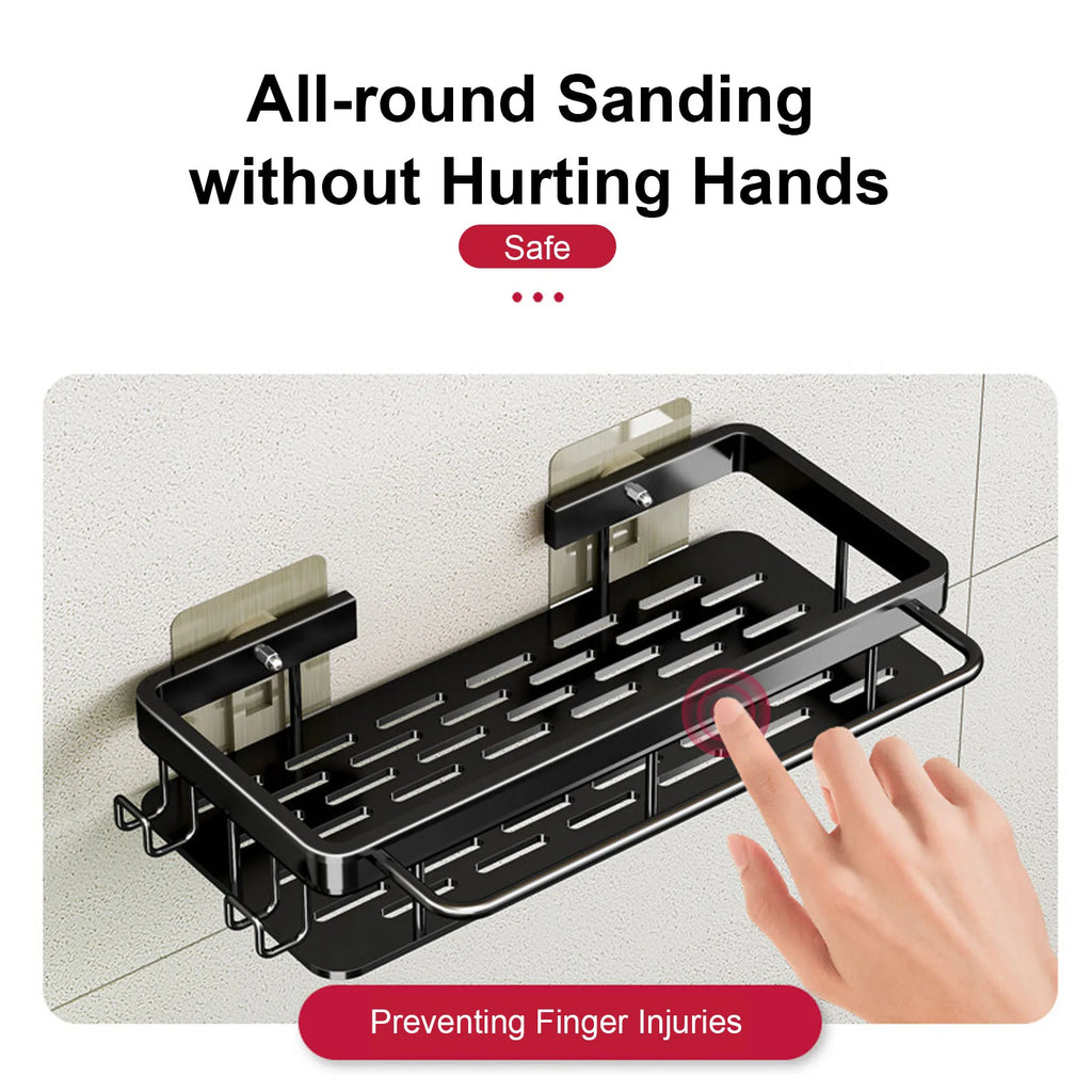 No Drill Wall Mounted Shower Corner Rack Bathroom Kitchen Accessories