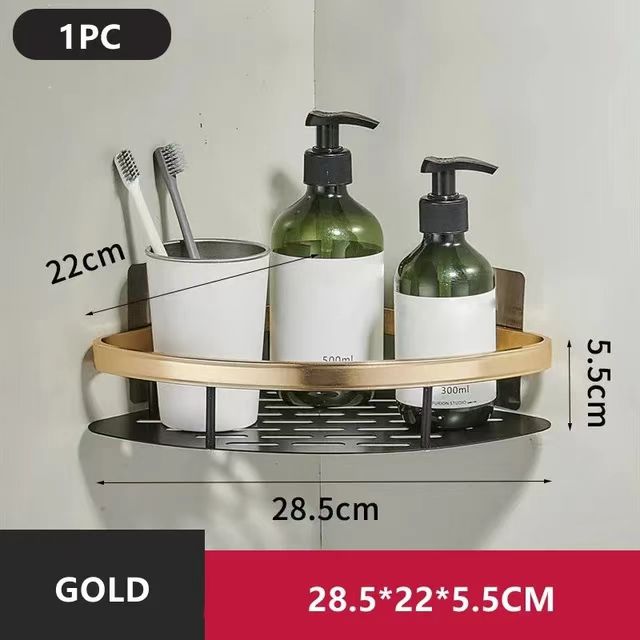 No Drill Wall Mounted Shower Corner Rack Bathroom Kitchen Accessories