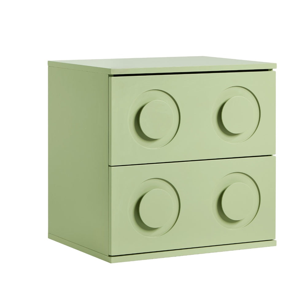 Green Bedside Table Nightstand with Two Drawers Storage Cabinet