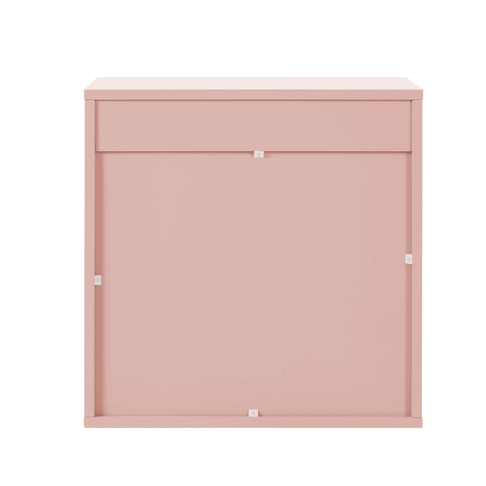 Pink Bedside Table Nightstand with Two Drawers Storage Cabinet