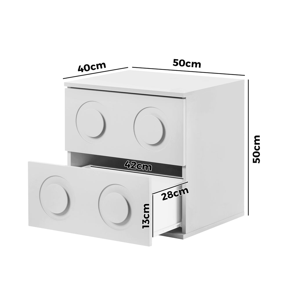 White Bedside Table Nightstand with Two Drawers Storage Cabinet