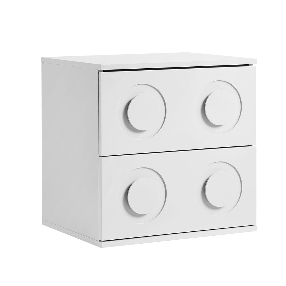 White Bedside Table Nightstand with Two Drawers Storage Cabinet