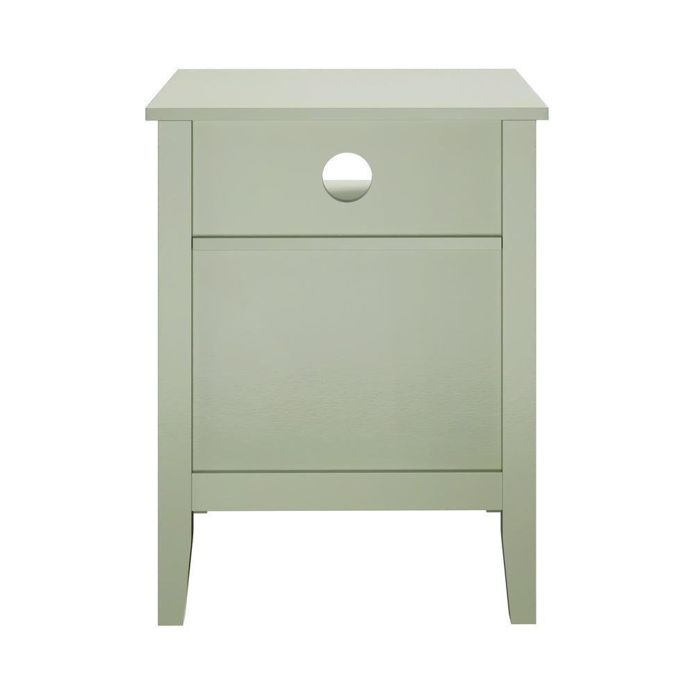 Green Bedside Table Nightstand with 2 Drawers and Storage Cabinet