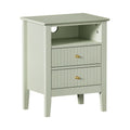 Green Bedside Table Nightstand with 2 Drawers and Storage Cabinet