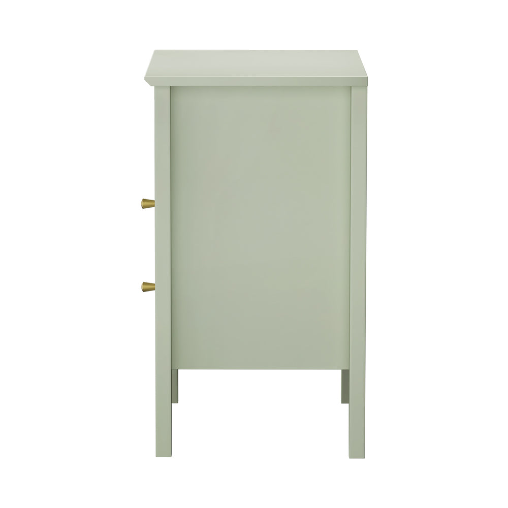 Green Bedside Table Nightstand with 2 Drawers and Storage Cabinet
