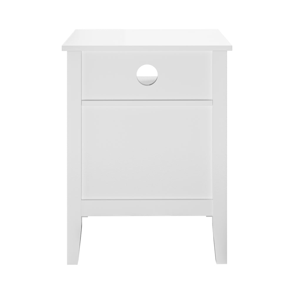 White Bedside Table Nightstand with 2 Drawers and Storage Cabinet