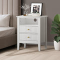 White Bedside Table Nightstand with 2 Drawers and Storage Cabinet