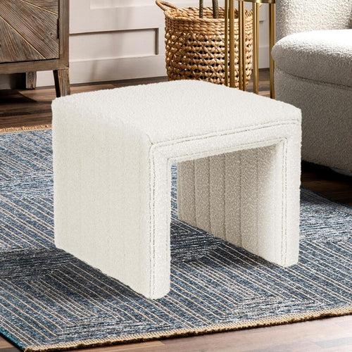 Cream Soft Boucle Upholstered Ottoman Footrest