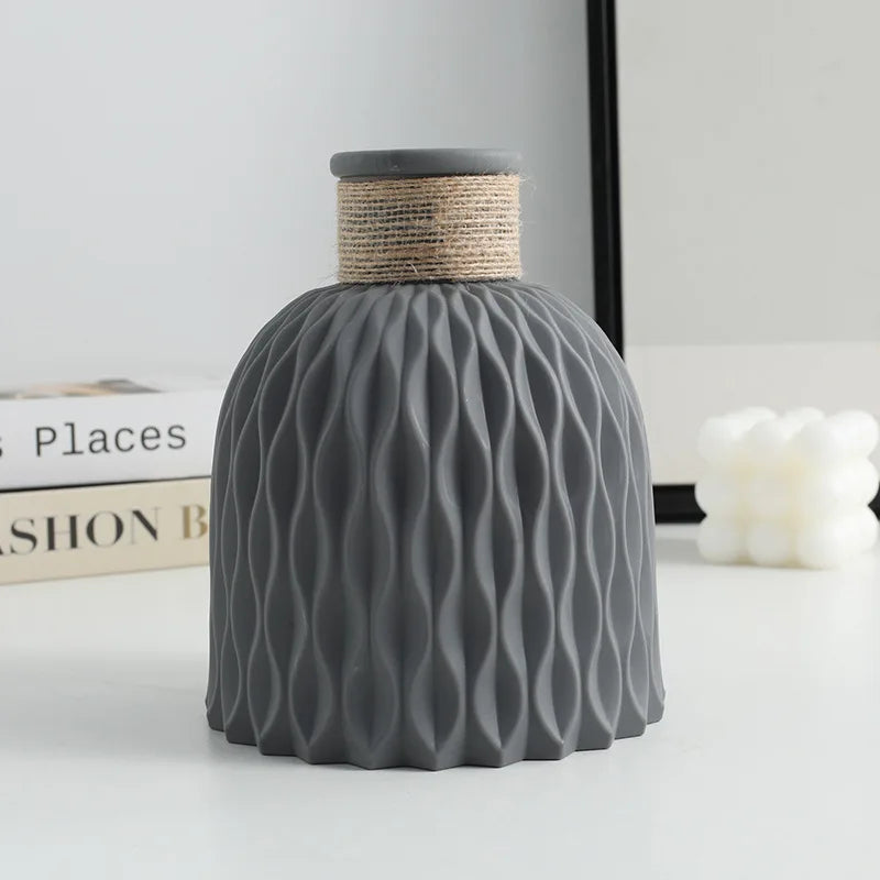 1PC Water Ripple Vase,Flower Pot Basket,Twine Plastic Vase,Small Fresh Flower Arrangement Vase,Scandinavian Home Decoration