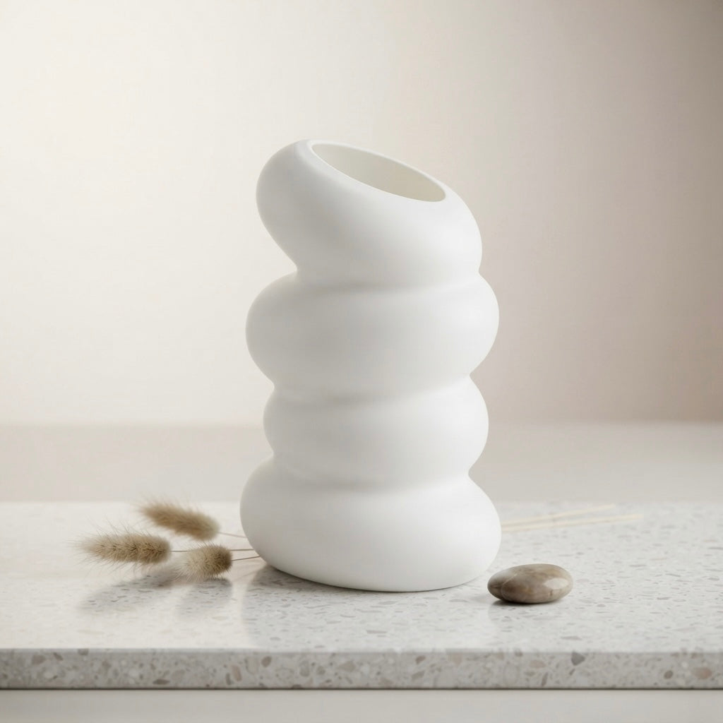 Spiral White Vase – Modern Nordic Flower Vase