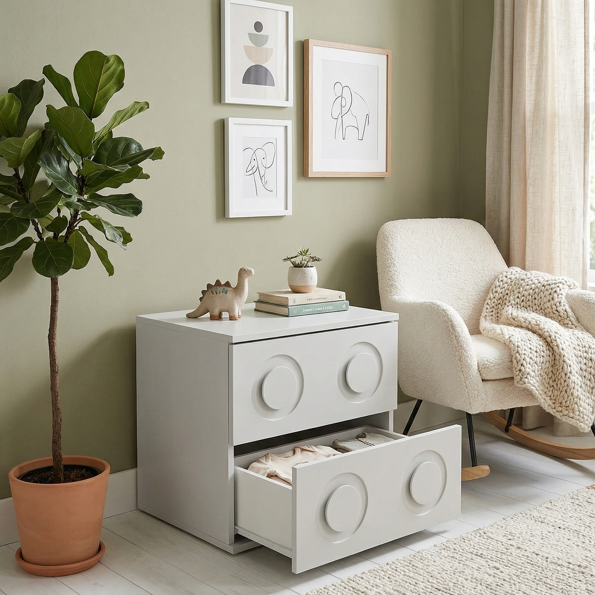 White Bedside Table Nightstand with Two Drawers Storage Cabinet
