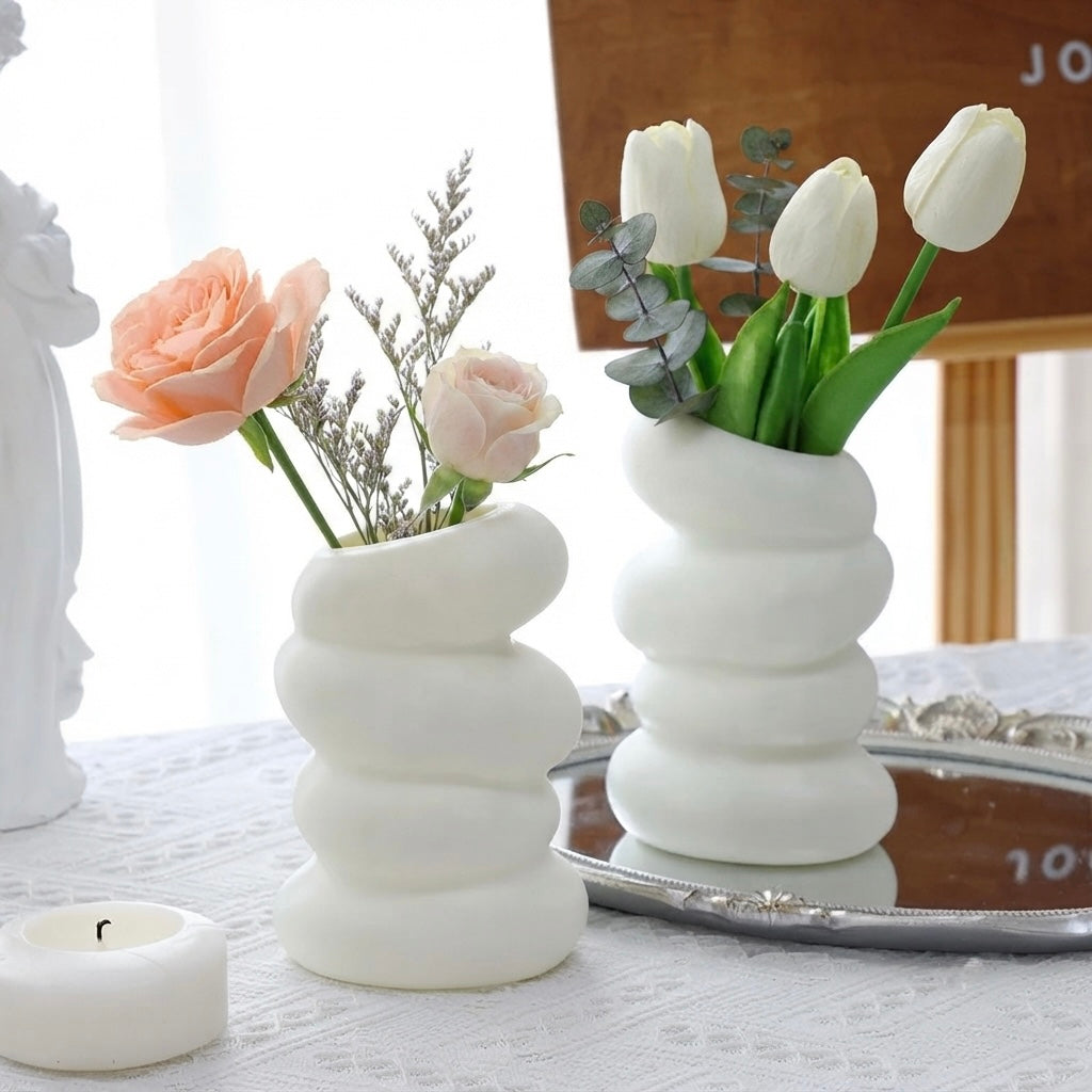 Spiral White Vase – Modern Nordic Flower Vase