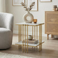 	2 tier square marble top side table gold white Australia