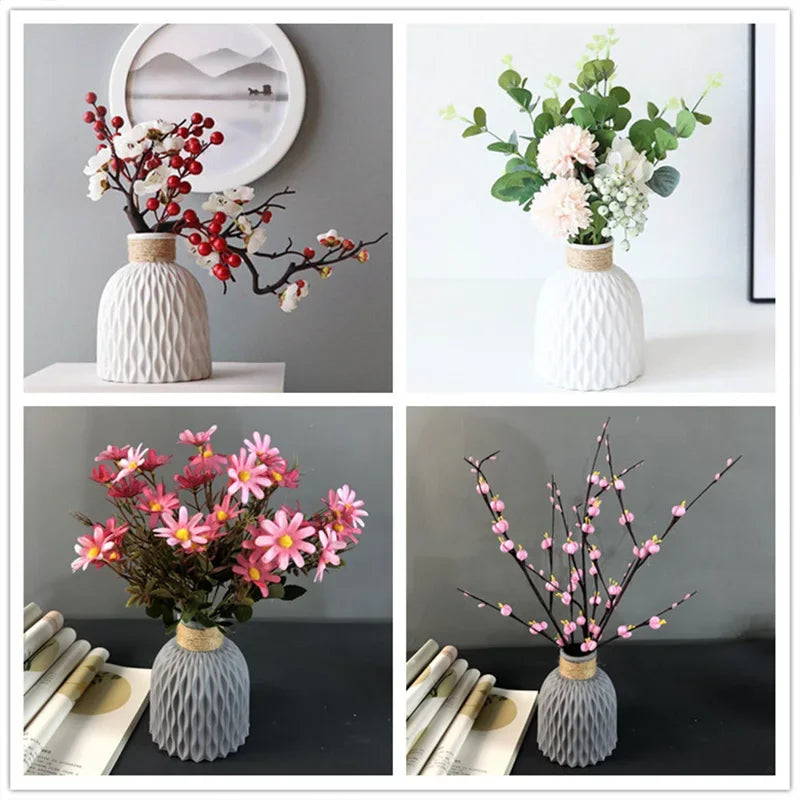 1PC Water Ripple Vase,Flower Pot Basket,Twine Plastic Vase,Small Fresh Flower Arrangement Vase,Scandinavian Home Decoration