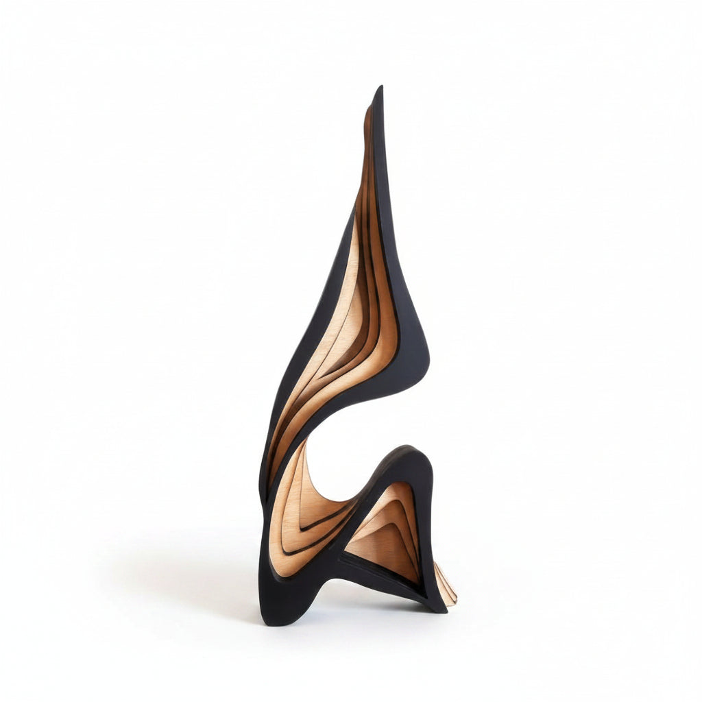 Artistic Abstract Wooden Streamlined Statue Minimalist Bookshelf Home Room Decoration Desktop Ornaments Home Gifts