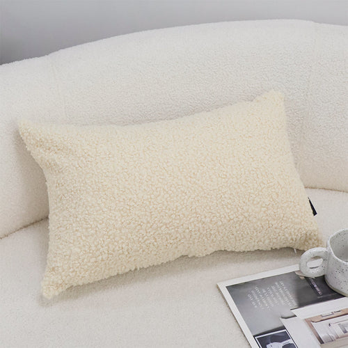 30cm cream boucle textured fluffy decorative throw pillow front view Australia