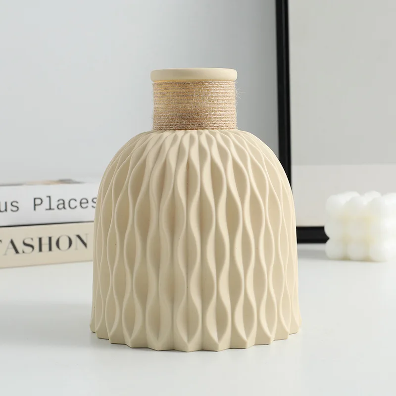 Beige water ripple vase in modern living room Scandinavian home decor Australia