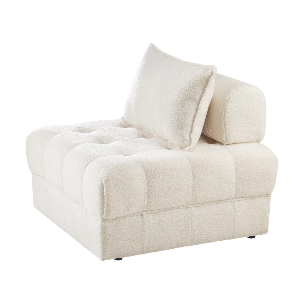 Boucle lounge chair white tufted seat high density foam modern home decor