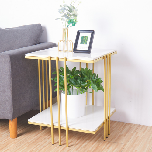 White gold marble side table two tier living room styling modern home